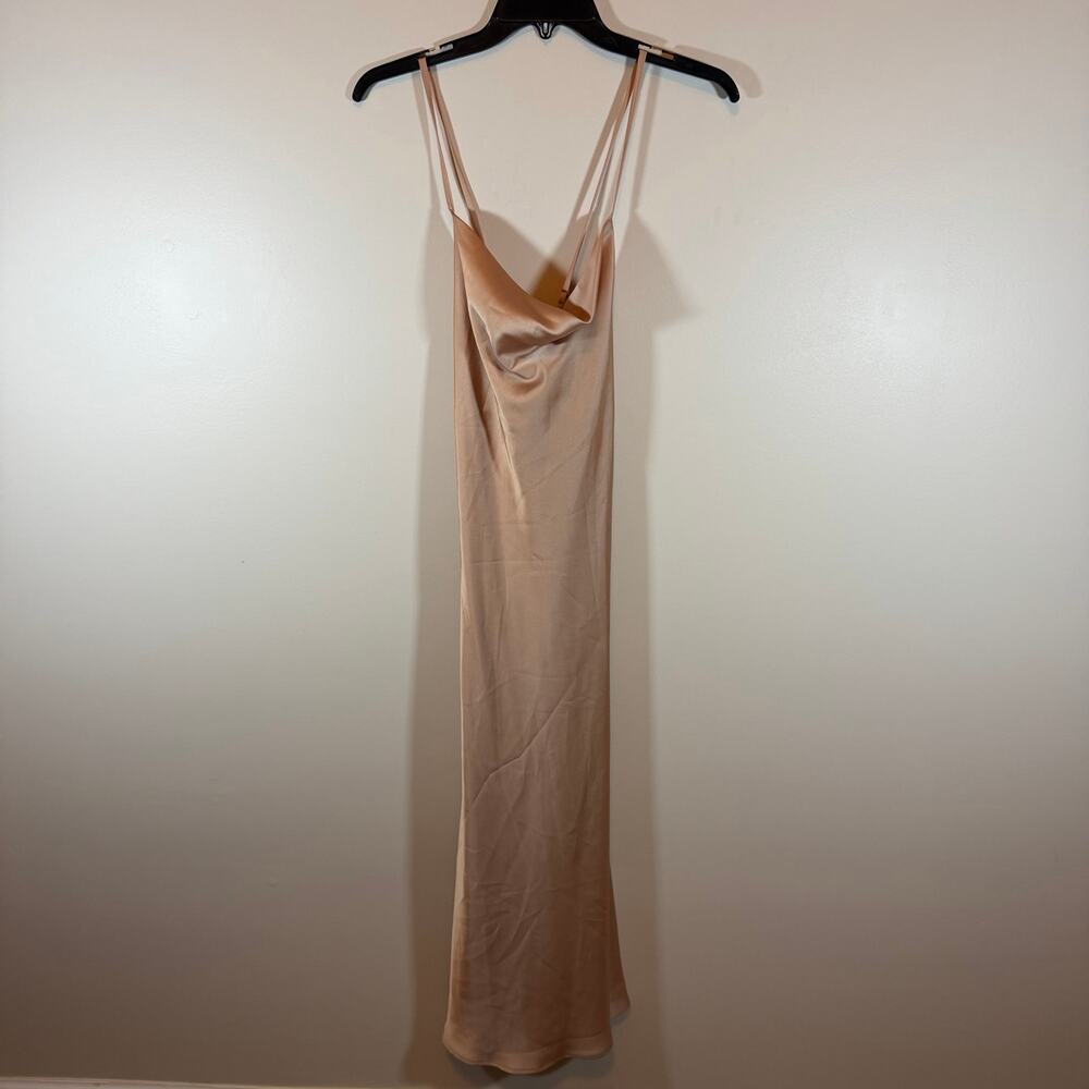 NWT Show Me Your Mumu Wedding Verona Cowl Dress Womens XS Champagne Satin